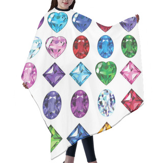 Personality  Set Of 25 Icons Colored Gemstones Hair Cutting Cape