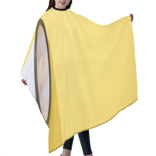 Personality  Panoramic Shot Of Loudspeaker On Bright And Colorful Background  Hair Cutting Cape
