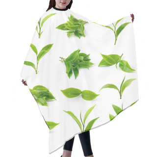 Personality  Green Tea Leaf Isolated On White Background Hair Cutting Cape