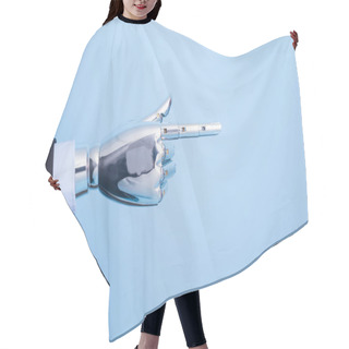 Personality  Robot Hand Touching Something On The Blue Background Hair Cutting Cape