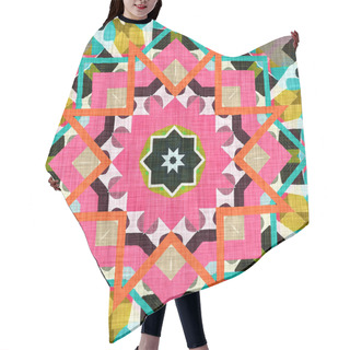 Personality  Kitsch Pattern Geometric Retro Design In Seamless Background. Trendy Modern Boho Geo In Vibrant Colorful Graphic Illustration. Repeat Tile For Patchwork Effect Swatch Hair Cutting Cape