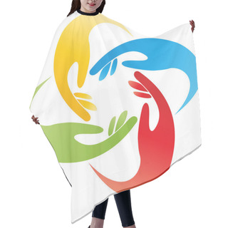Personality  Four Hands, Colored, People And Team Logo Hair Cutting Cape