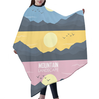 Personality  Panorama Vector Illustration Of Mountain Ridges Hair Cutting Cape