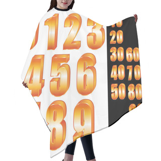 Personality  3D Gold Numbers Vector Set. Zero To Ten. Ten To Hundred. Hair Cutting Cape