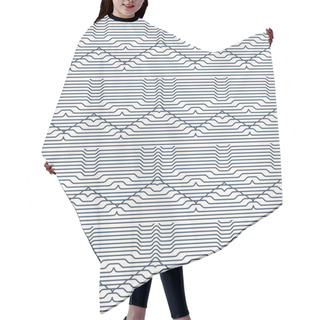 Personality  Geometrical Ornament With Thin Zigzag Lines Hair Cutting Cape