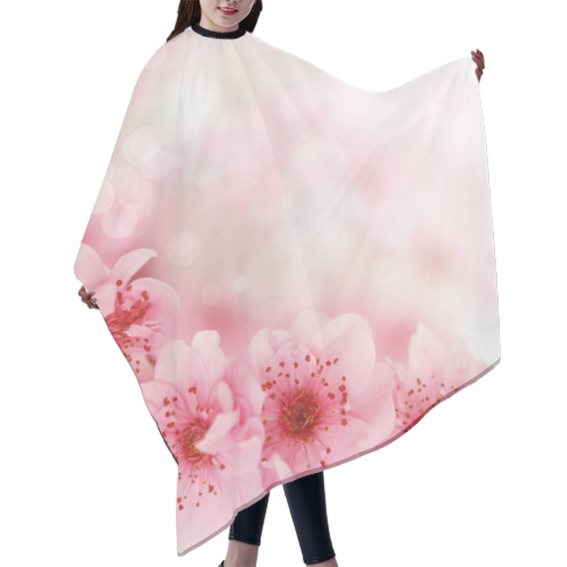 Personality  Soft spring cherry flowers background hair cutting cape