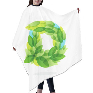 Personality  D Letter Logo Formed By Watercolor Fresh Green Leaves. Hair Cutting Cape