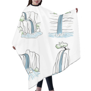 Personality  Vector Illustration Of Waterfall. Hair Cutting Cape