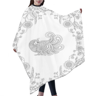 Personality  Indian Ethnic Pattern With Flowers And Bird. Hair Cutting Cape