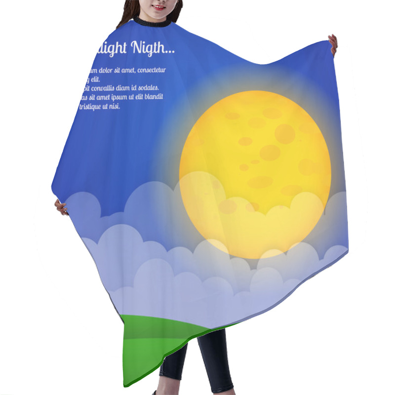 Personality  Vector background with clouds and big moon in the sky. hair cutting cape