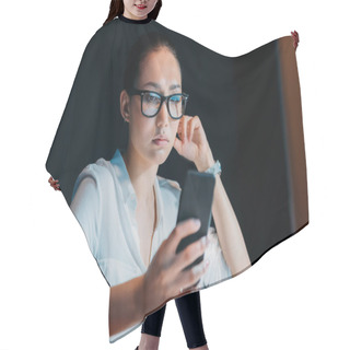 Personality  Businesswoman Working Late In Office  Hair Cutting Cape
