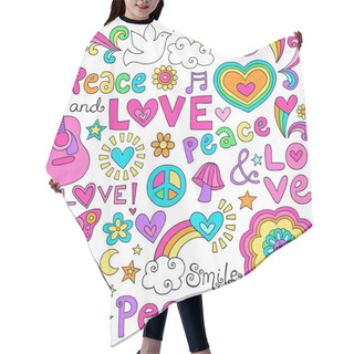 Personality  Peace, Love, Music And Flower Power Psychedelic Groovy Notebook Doodle Vector Illustration Design Elements Hair Cutting Cape