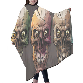 Personality  Detailed Graphic Colorful Human Skulls Set Hair Cutting Cape