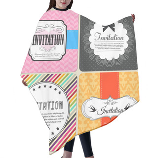 Personality  Invitation Cards Set  Banner Vector Illustration   Hair Cutting Cape