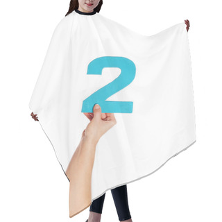 Personality  Hand Holding Up The Number Two From The Bottom Hair Cutting Cape