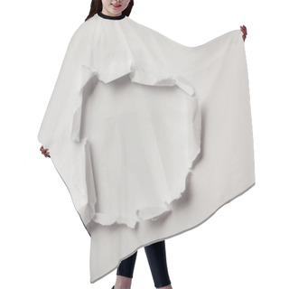 Personality  Top View Of Ripped Sheets Of Paper On White Background  Hair Cutting Cape