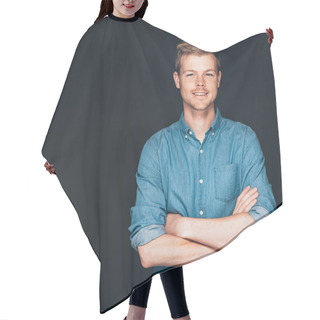 Personality  Entrepreneur Standing With Arms Crossed Hair Cutting Cape