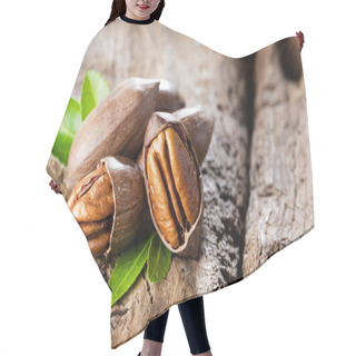 Personality  Pecan Nuts On A Wooden Table Hair Cutting Cape