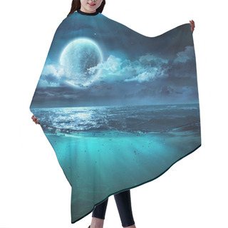 Personality  Moon On Sea In Magic Night With Underwater Scene Hair Cutting Cape