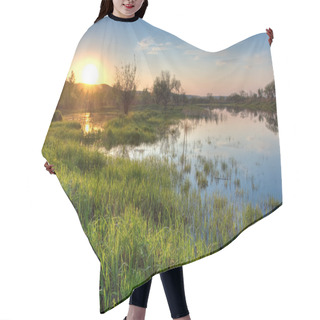 Personality  Spring Sunset Landscape Hair Cutting Cape