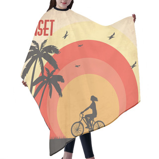 Personality  Vintage Summer Poster Vector Illustration   Hair Cutting Cape