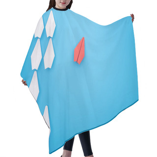 Personality  Flat Lay With White And Red Paper Planes On Blue Hair Cutting Cape