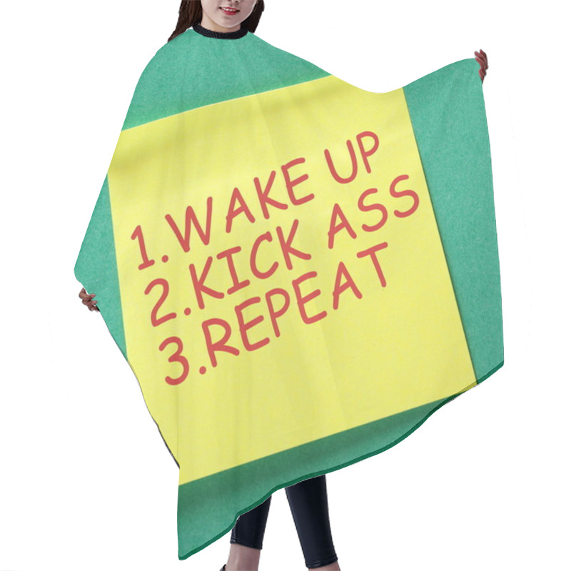 Personality  Wake Up Kick Ass Repeat Hair Cutting Cape