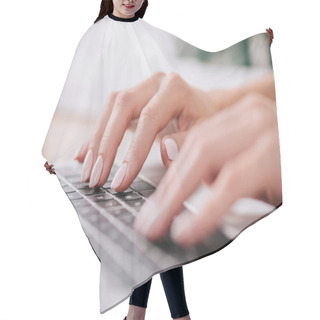 Personality  Partial View Of Eoman Typing On Laptop Hair Cutting Cape