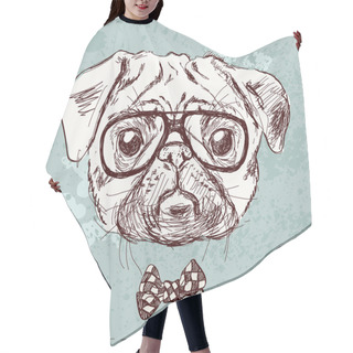 Personality  Hipster Pug Dog With Glasses Hair Cutting Cape