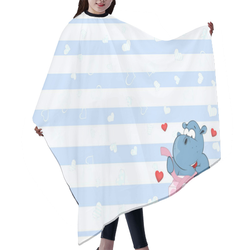 Personality  Valentines card with hippo hair cutting cape