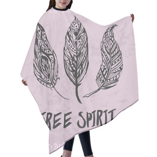 Personality  Template With Hand Drawn Feathers Hair Cutting Cape