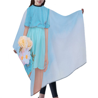 Personality  Fresh Summer Look. Flowers Girl Aesthetic.   Blue Pastel Vanilla Color Design Hair Cutting Cape
