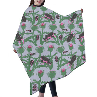 Personality  Seamless Decorative Pattern With Thistle And Beetles Hair Cutting Cape