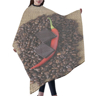 Personality  Red Pepper And Chocolate On Coffee Beans Hair Cutting Cape