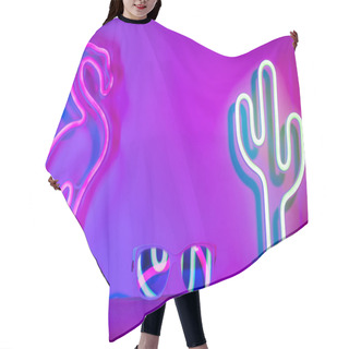 Personality  Hello Summer With Flamingo,cactus,sunglasses Refection Neon Pink Hair Cutting Cape