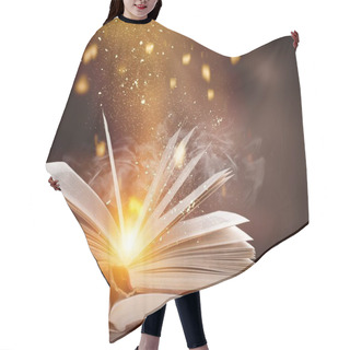 Personality  Open Book On  Table, Wisdom And Learning Concept Hair Cutting Cape