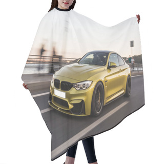 Personality  Golden Sport Sedan Car Front View On The Autobahn Hair Cutting Cape