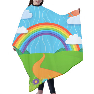Personality  Vector Background With Rainbow. Hair Cutting Cape