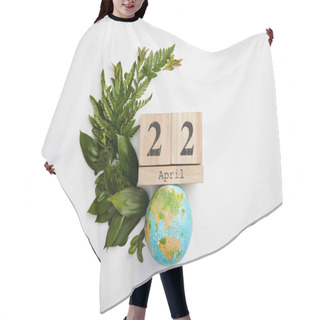 Personality  Composition Of Fresh Green Fern Leaves And Wooden Blocks Calendar Isolated On Grey Background, Earth Day Concept Hair Cutting Cape