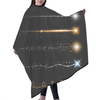 Personality  Gold Glittering Star Dust Trail Sparkling Particles On Transparent Background. Space Comet Tail. Vector Glamour Fashion Illustration. Hair Cutting Cape