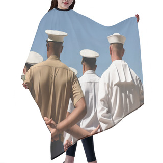 Personality  US Navy Sailors From The Back. US Navy Army. Hair Cutting Cape