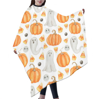 Personality  Watercolor Halloween Seamless Pattern Illustration Hair Cutting Cape