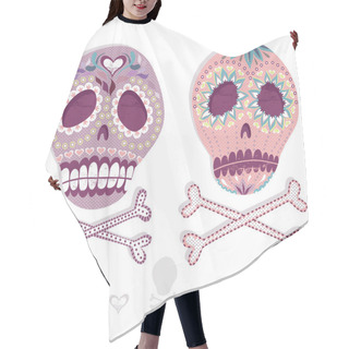 Personality  Mexican Skull Set. Colorful Skulls With Flower And Heart Ornamen Hair Cutting Cape