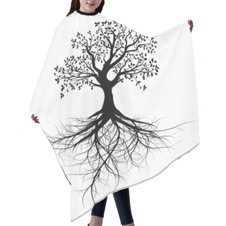 Personality  Vector Black Tree With Roots Hair Cutting Cape