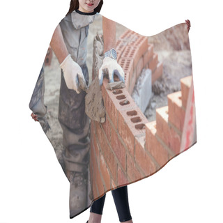 Personality  Bricklayer Working On A Curved Wall Hair Cutting Cape