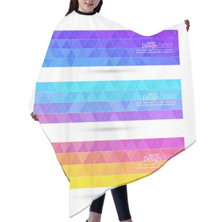 Personality  Set Of Vector Banners With Triangles And Polygon Mesh. Hair Cutting Cape