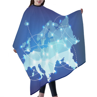 Personality  Europe Map Polygonal With Spot Lights Places Hair Cutting Cape