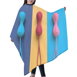 Personality  Adult Toys. Three Jiggle Balls On A Color Background.  Hair Cutting Cape