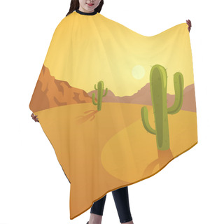 Personality  Cartoon Illustration Of A Desert Background With Cactuses Hair Cutting Cape
