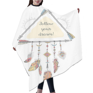 Personality  Boho Style With Ethnic Arrows And Feathers. Hair Cutting Cape